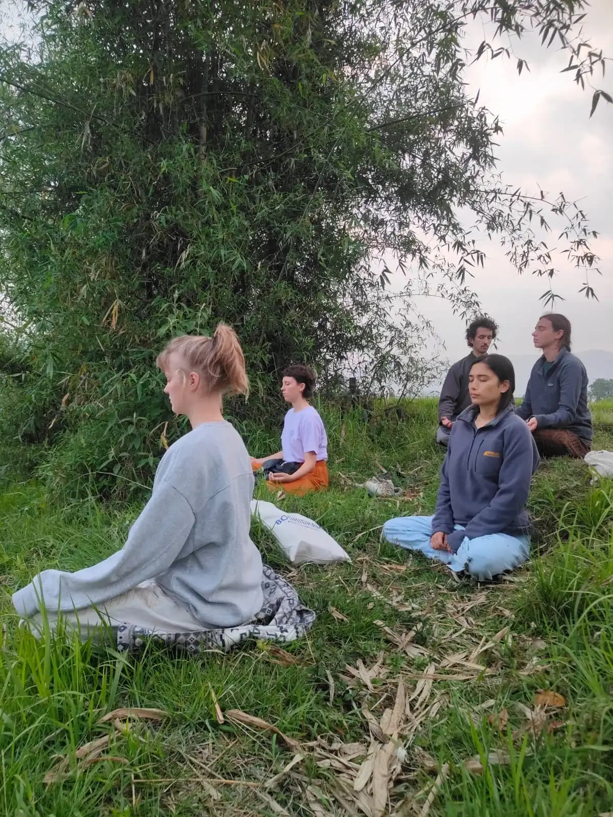 student meditation in outdoor