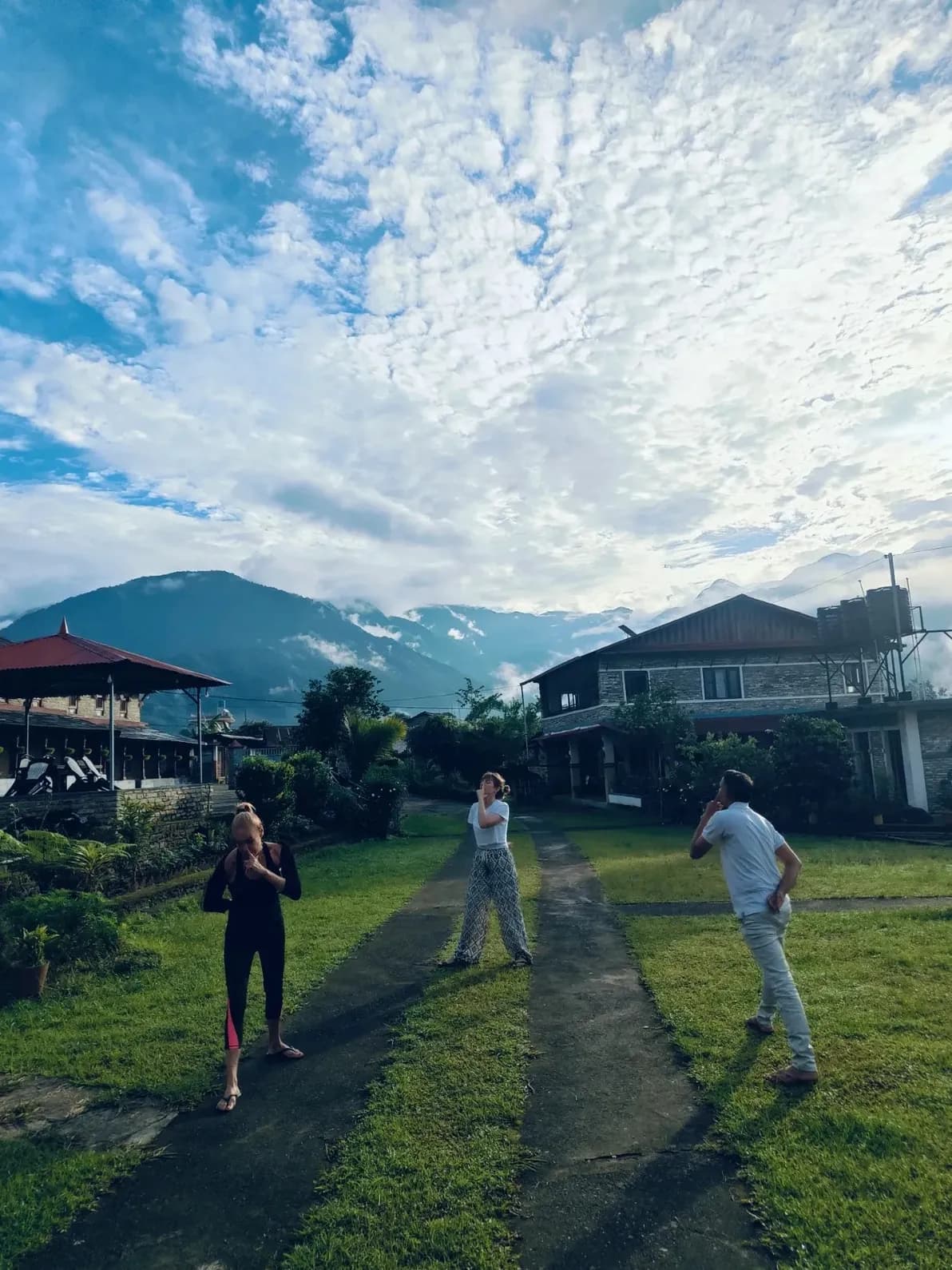 The Annapurna range and Machhapuchhre seen from Bodhidham Ashram in Ghachowk, Pokhara, Nepal