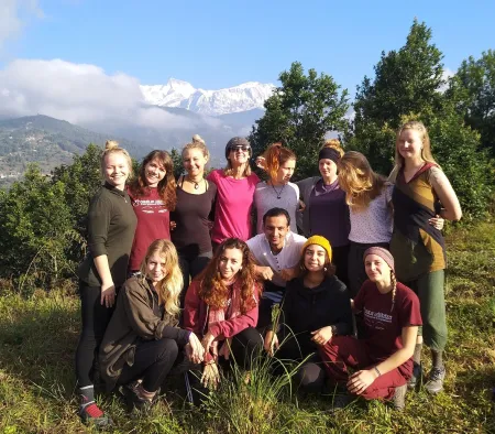 Scenic mountain view from Panchase yoga trekking route near Pokhara